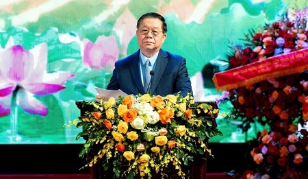 Trưởng Ban Tuyên giáo Trung ương Nguyễn Trọng Nghĩa phát biểu chỉ đạo tại buổi lễ. Ảnh: BTC