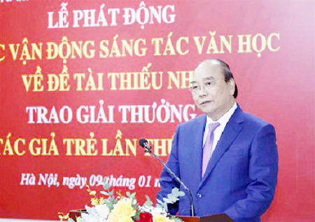 Chủ tịch nước Nguyễn Xuân Phúc phát biểu tại buổi lễ. Ảnh TTXVN
