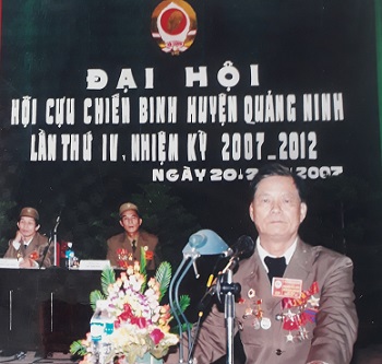 Ông Lê Ninh tại Đại hội Hội CCB Huyện Quảng Ninh, QB